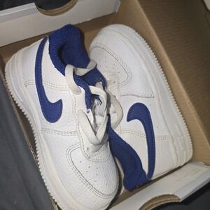 Nike Kids White and Blue Sneakers